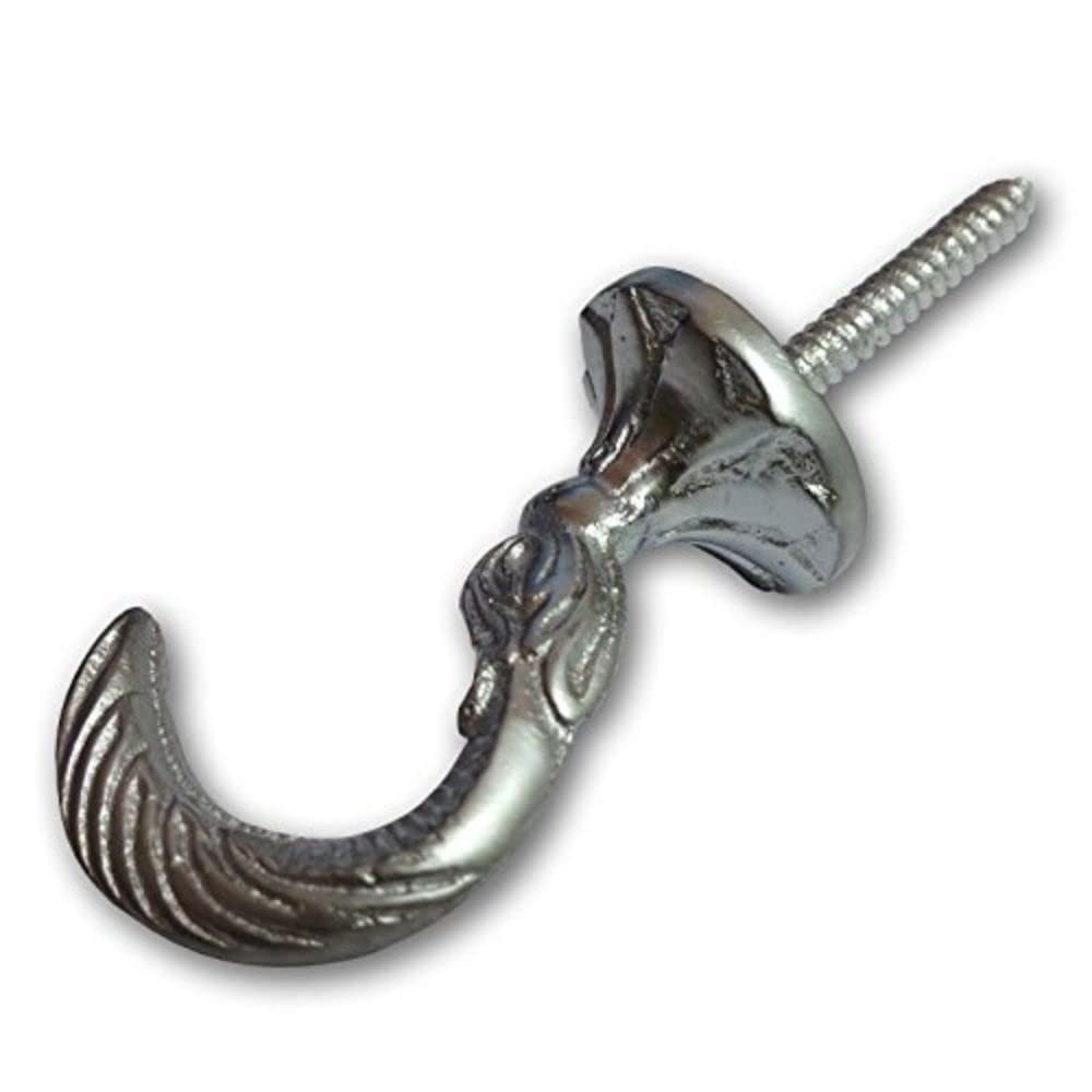 Merriway® BH01648 (2 Pcs) Egyptian Curtain Drapery Hold Back Tie Back Hooks, 30mm (1.3/16 inch) Chrome Plated - Pack of 2 Pieces