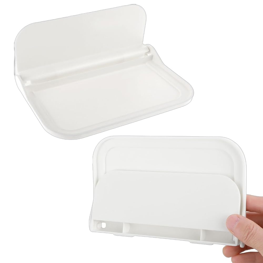 MIUPOO Foldable Wall Storage Holder,Rack Wall Shelf Plastic Floating Shelf Stick on Wall for Kitchen Bathroom Office,Perforation Free Bedroom Bedside Shelf,7Inches,2Pieces