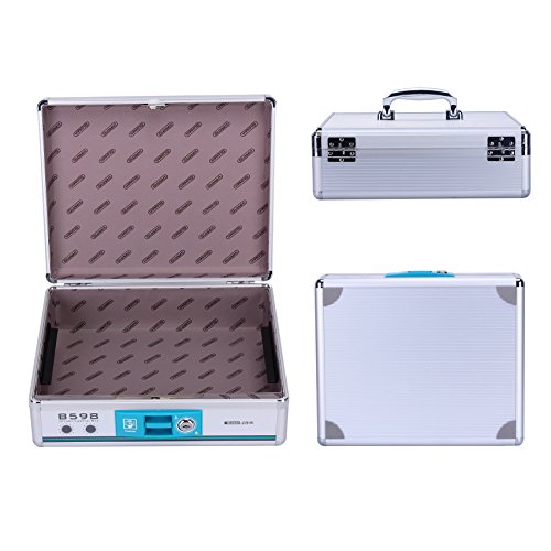 AZDENT Large Locking Cash Box with Money Tray Slots Safe Money Box with Keys13.2×10.8×4.3 inch