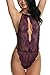 Avidlove Women Sexy Lingerie Teddy One Piece Lace Babydoll Mini Bodysuit Sleepwear Purple X-Large