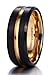 King Will Duo Mens 8mm Black Matte Finish Tungsten Carbide Ring 18K Gold Plated Beveled Edge Wedding Band