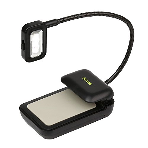 iKross Black Dual LED Clip-On Reading Book Light for Kindle Oasis, kindle Touch, Paperwhite; Barnes & Noble Simple Touch, Sony PRS-T1, PRS-600 eBook Reader