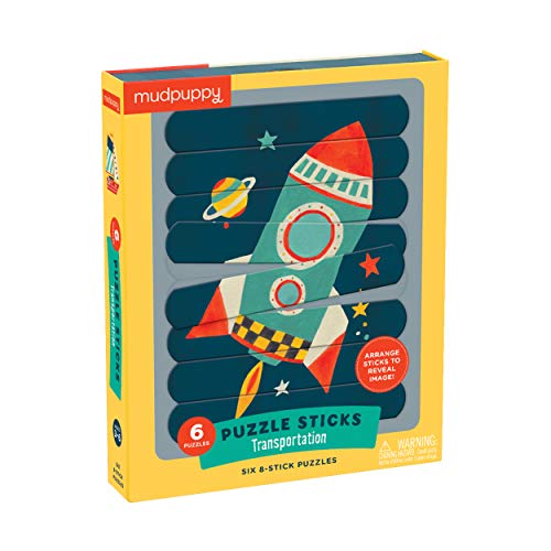 Mudpuppy Transportation Puzzle Sticks &ndash; 24 Pieces in Unique Set Used to Complete 6 Different Puzzles for Ages 3+