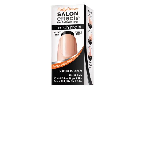 Sally Hansen Salon Effects French Mani Real Nail Polish Strips, Noir Boudoir, 32 Count