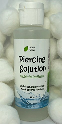 PIERCING SOLUTION ! Healing Sea Salts & Tea Tree AFTERCARE 4 oz, Ready to use. Safely Clean, Disinfect & Heal New & Stretched Piercings. Gentle Effective Natural & Soothing. Works fast
