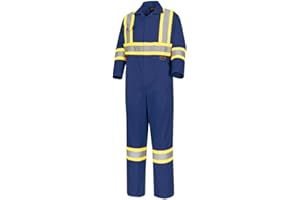 Pioneer High Visibility Safety Work Cotton Coveralls - Action Back, Elastic Waist, Reflective Tape