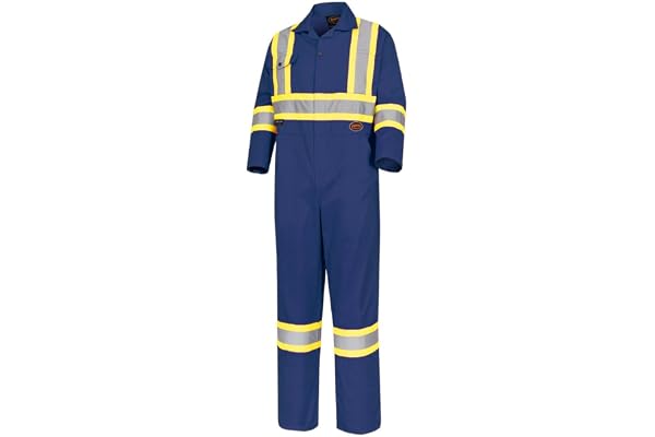 Pioneer High Visibility Safety Work Cotton Coveralls - Action Back, Elastic Waist, Reflective Tape