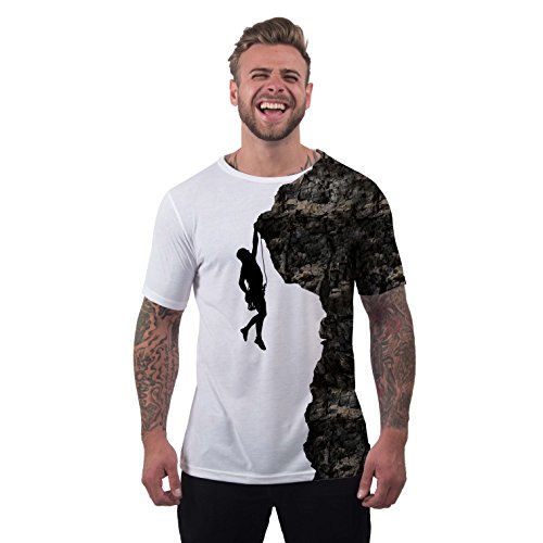 Men's Silhouette Rock Climber Climbing Scrambling Sport T Shirt White L