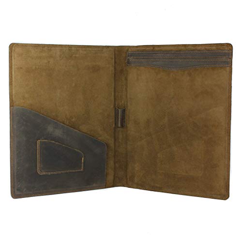 PEGAI Rustic Leather Portfolio/Legal Padfolio, Handcrafted Distressed Leather Pad Folio - Marshall | Chestnut Brown