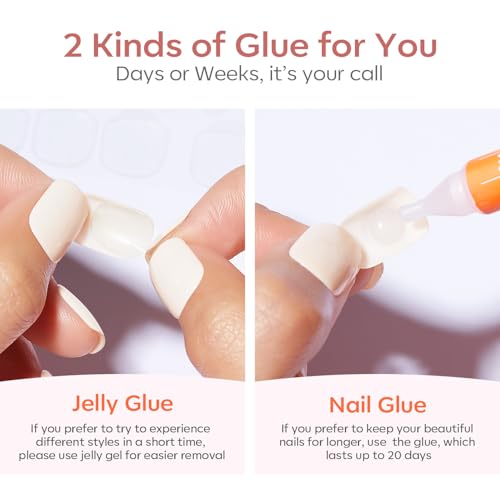 modelones French Tips Press on Nails, 32Pcs 16 Sizes Short Oval Fake Nails Kit Press Ons with Nail Glue, Adhesive Tabs, Nail File, Prep Pad, Manicure Stick - Image 4