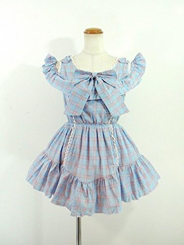 Amazon 肩紐フリルのふわふわリボンワンピース 青 ワンピース チュニック 通販