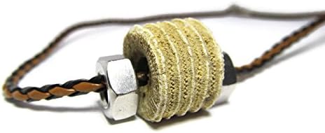 Men's Large Natural Crinoid Fossil Industrial 16 In Unisex Necklace River Fossil Stone & Steel Nuts