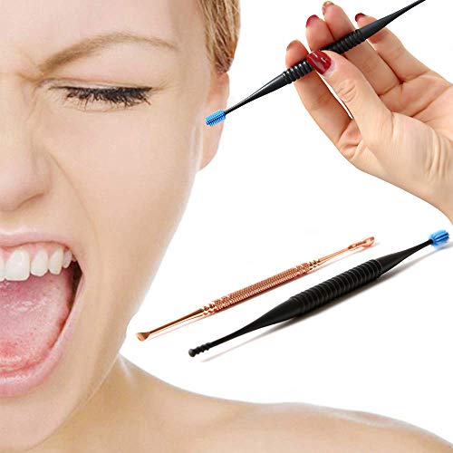 Ear Wax Removal Cleaner Tool Kit, FresherAcc 4 Types Earwax Remover Curette Picks Soft Reusable Silicone Stainless Ear Wax Removal System with Portable Storage Box for Men and Women (Blue & Rose Gold) - Thumbnail 5