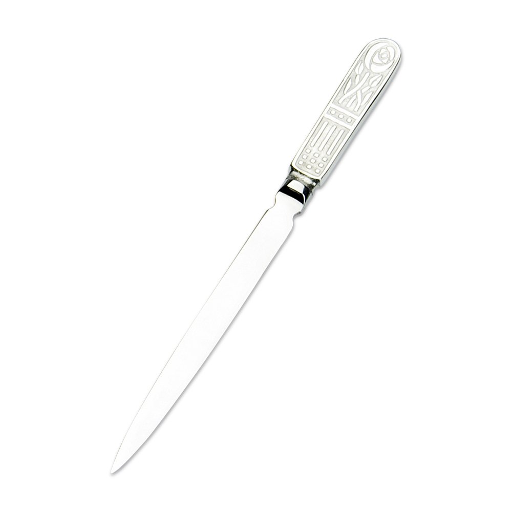 Edwin Blyde & Co Rose and Column Design Pewter Handle/Stainless Steel Blade Letter Opener