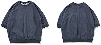 Ewlan Men'S Oversize Crewneck Sweater Autumn Fleece Sweatshirt Loose Fit Half-Sleeve Pullover Sweatshirt