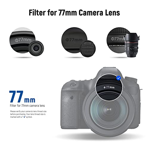 NEEWER 77mm Fixed ND Filter Kit ND1000 ND64 ND8 ND4 Neutral Density Filter Set Double Sided 30 Layer Nano Coatings/HD Optical Glass/ultra Slim/Water Repellent/Scratch Resistant/Waterproof Filter Pouch