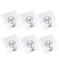 6 Pcs Self Adhesive Strong Stick Transparent Flower Wall Hook Portable Bathroom Hanger Well Made Easy to Use - Transparent