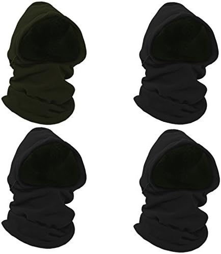 Energym Heavyweight Adjustable Fleece Balaclava, 3 Black/1 Army Green