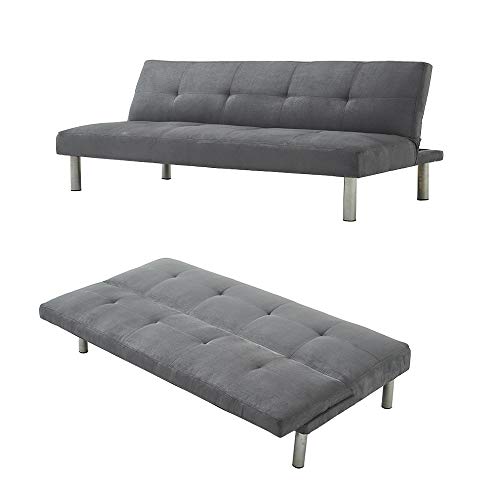 Wellgarden Faux Suede Fabric Sofa Bed 3 Seater Fabric Grey Sofa Sofabed