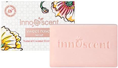 InnOscent Natural Coconut Facial Soap Bar With Sweet Rose Scent 3.5 Ounce
