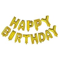 Yichen Xu Happy Birthday Balloons Banner, Aluminum Foil Balloons Alphabet for Birthday Party Decoration, Inflatable Party Decor for Kids and Adults, Reusable, Ecofriendly Fun(Gold)