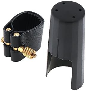 Timiy Professional Clarinet Accessories Clarinet Plastic Mouthpiece Cap with Leather Ligature Cap Clip Fastener Black(CLARINET)
