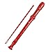 Mr.Power Soprano Recorder German Style C Key for Beginner Student Music Class 3 Piece ABS With Thumb Rest + Fingering Chart + Cleaning Stick + Carrying Bag (Red)