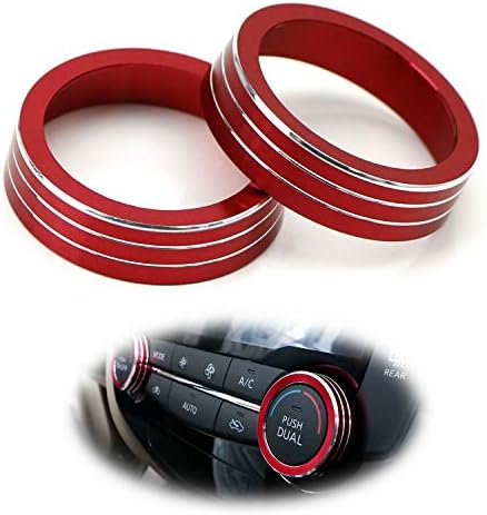 Red Anodized Aluminum AC Climate Control Ring Knob Covers Replacement for 14-up Nissan Rogue