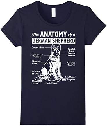 Womens The Anatomy Of A German Shepherd Shirt XL Navy