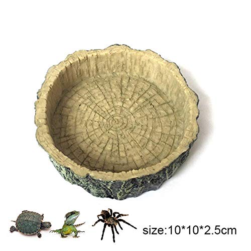 AROYEL Reptile Bowl Food Water Dish Bearded Dragon Gecko Meal Worm Feeder, Resin Feeding Food Water Dish Dispenser Snack Holder for Tortoise Spider Lizard