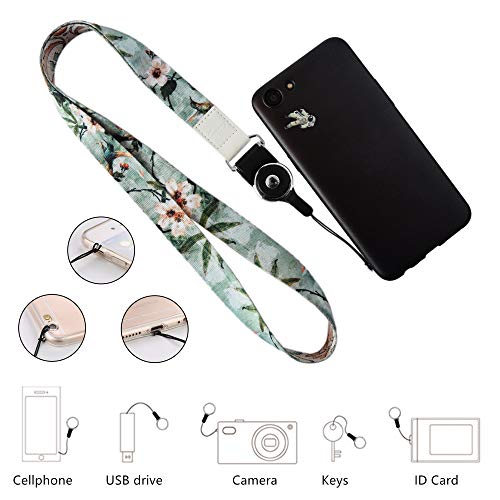 Crimmy Detachable Cell Phone Neck Lanyard, Universal, Double Sided Neck Strap Band Lanyards for Camera, Cell Phone, iPod, USB, Flash Drive (Light Flower)