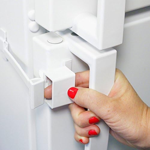 LIVSafe Refrigerator Lock for Baby Safety, 1-Hand Open, Self-Locking Fridge Latch with Strong Bonding, Clean Removal Adhesive, 4” Reach, Made in U.S.A.-White