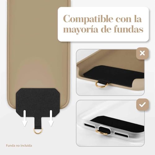 moex Unleash para Samsung Galaxy Grand Prime – Cadena para teléfono móvil con mosquetón y correa para el cuello – Collar para teléfono con almohadilla para fundas – Cadena para colgar en color beige