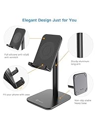 Cell Phone Stand Holder, Multi-Angle Adjustable Smart Phone Desk Stand Dock, Compatible with iPhone, Samsung Galaxy and All Android Phone Up to 10.5 Inch