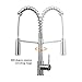 Moone Commercial Modern Single Handle Spring High Arc Brushed Nickel Kitchen Faucet, Pull Out Sprayer Kitchen Faucets Pull Down Spray Brass and Stainless Steel Kitchen Sink Faucet with Deck Plate