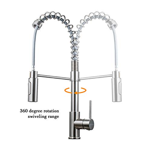 Moone Commercial Modern Single Handle Spring High Arc Brushed Nickel