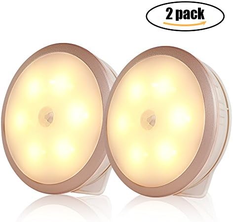 Motion Sensor Lights, LAKASARA Li-on Battery-Powered LED Night Light, Stick-anywhere Closet Lights Stair Lights Safe Lights for Hallway, Bathroom, Bedroom, Kitchen (2 Pack)