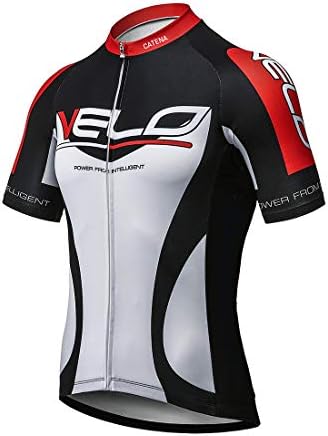 CATENA Men's Cycling Jersey Short Sleeve Shirt Running Top Moisture Wicking Workout Sports T-Shirt Black