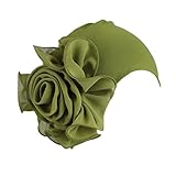 Womens Great Hats,Women Ladies Retro Big Flowers Hat Turban Brim Hat Cap Pile (Army Green, Large)