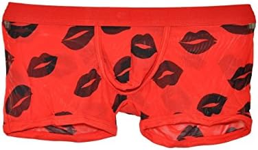 OFIN Men See Through Smooth Lips Pattern Underwear Boxer Briefs