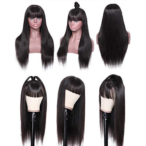 IUPin-Silky-Brazilian-Virgin-Straight-Human-Hair-Wigs-with-Bangs-150-Density-Glueless-None-Lace-Front-Wigs-Machine-Made-Straight-Bangs-Wigs-for-Black-Women-Natural-Color-18inch-Straight-Wig