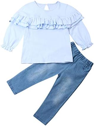 preetyyou Toddler Baby Girl Clothes Off Shoulder Tube Top Shirt Bell Bottom Jeans Pants Summer Outfits