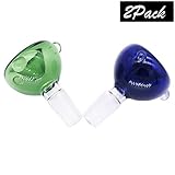 Snake Eyebrow Copper Fish 2 Pcak Handmade Holder Glass Herb Bowl Blue & Green (14mm)