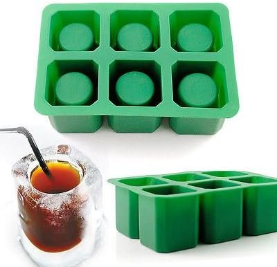 6-Cups Square Ice Cube Shot Glass Tray Silicone Mold Cool Shooters Jello Mould