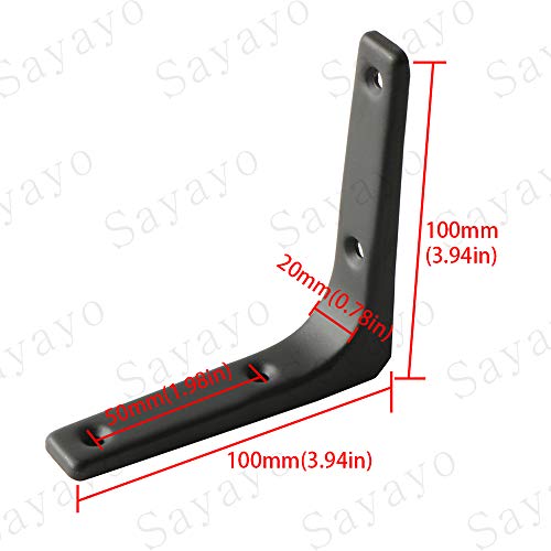 SAYAYO 4 PCS Iron Wall Shelf Bracket, 4 x 4 Inch Heavy Duty Shelf Support Bracket Decorative Joint Angle Bracket, Matte Black