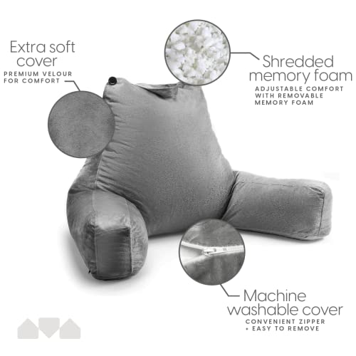 Milliard Extra Large Reading Pillow with Shredded Memory Foam, Wedge