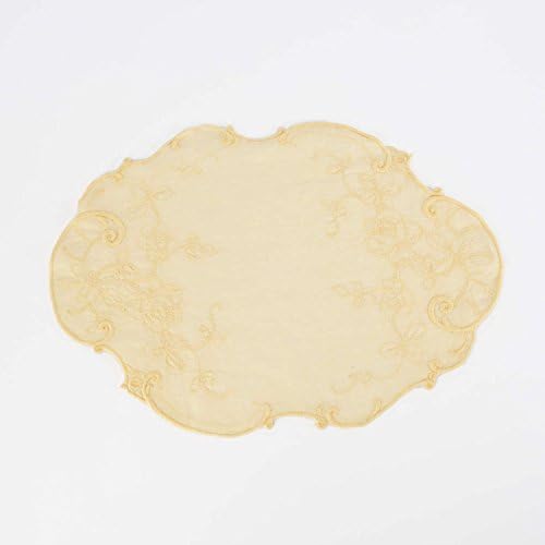 4 Piece Yellow Placemats, Design Embroidered Pattern, Linen Material, Formal Traditional, Spot Treat, Indoor, Stone Washed 100-Percent Linen Placemats, Perfect For Gathering Of Friends Family