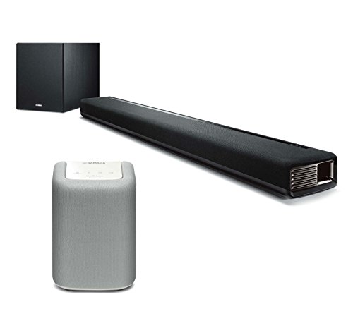 Yamaha YAS-706 MusicCast Wireless Multiroom Sound Bar, Black + Yamaha MusicCast WX-010 Wireless Speaker (White) Bundle