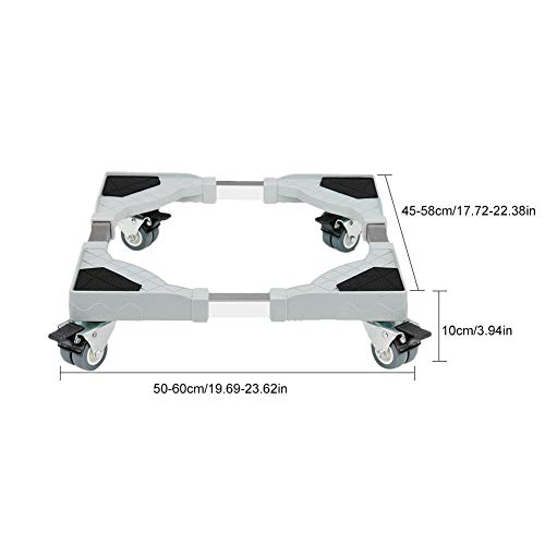 luerme Stainless Steel Movable Adjustable Base Washing Machine Base with 4 Wheels Bracket Shelf Holder Stand Dryers Refrigerators & Freezers - Thumbnail 2