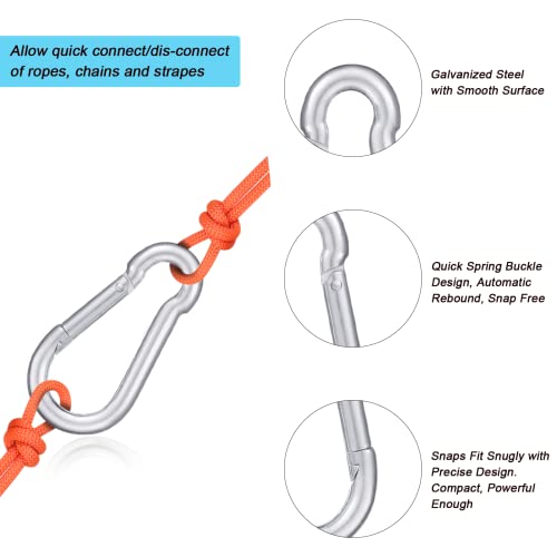 chfine 20 Pack Spring Snap Hook, 2.36inch M6 Galvanized Steel Carabiner Clip, Silver Heavy Duty Small Quick Link Clamp Keychain Clip for Camping Fishing Hiking Traveling Gym Hammock Swing Dog Leash